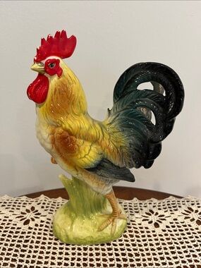 VTG Napcoware Colorful Ceramic Rooster Figurine Mid Century Farmhouse Decor